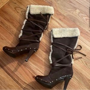 Michael Kors heeled shearling boots